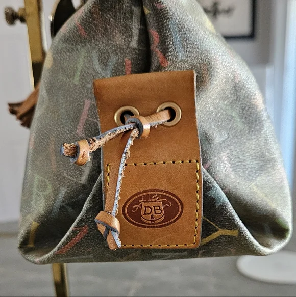 Dooney & Bourke Multicolor Logo Drawstring Tote | Y2K | Leather Trim - Picture 8 of 15